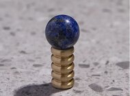 RAIDSTONE - Ручка из латуни с синем натуральным камнем круглая