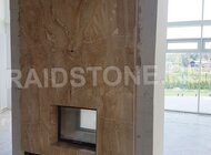 RAIDSTONE - Облицовка портала двухстороннего камина слэбом мрамора
