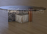 RAIDSTONE - Журнальный столик из гранита, латуни и стекла-2