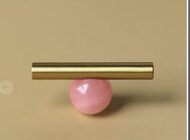 RAIDSTONE - Ручка из латуни с розовым натуральным камнем золото