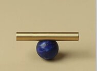 RAIDSTONE - Ручка из латуни с синем натуральным камнем золото