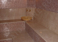 RAIDSTONE - Облицовка турецкой бани из мрамора Крема Марфил и мраморной мозаики