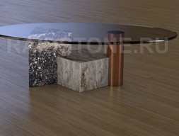 Журнальный столик из гранита, латуни и стекла-2