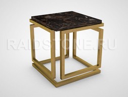 Кофейный столик из мрамора Микеланджело на подстолье из латуни
