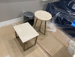 Журнальный столик из мрамора крема нова