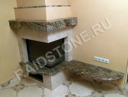 Облицовка камин мрамором Бидасар браун и Крема нова