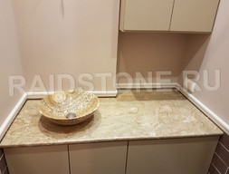 Столешница для мебели ванной комнаты из мрамора Дайно реале